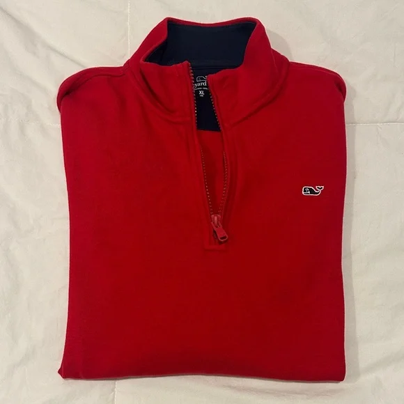 Vineyard Vines Youth XL (16) or Men’s small 1/4 Zip pullover in red. Worn 1x - Picture 1 of 4